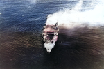 Hiryu burning, photographed by a plane of carrier Hosho, 5 Jun 1942, photo 1 of 2