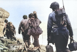 US Army soldiers at Pointe du Hoc, Normandy, France, 6 Jun 1944