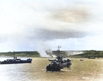 LCI(L)-490 and LCI(L)-496 approached Omaha Beach, Normandy, 6 Jun 1944