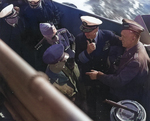 Eisenhower, Arnold, King, and Marshall aboard a landing craft off Normandy, 12 Jun 1944