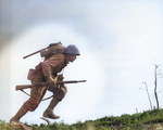 US Marine Private First Class Paul E. Ison running through Japanese fire at 