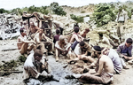 A group of Japanese prisoners, Okinawa, Japan, circa Jun 1945