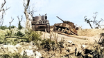 Two wrecked M4 Sherman tanks at Bloody Ridge, destroyed by Japanese artillery, Okinawa, Japan, 20 Apr 1945