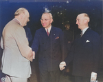 Winston Churchill, Harry Truman, and James Byrnes during the Potsdam Conference, Germany, 23 Jul 1945