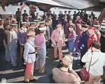 Field Marshal Bernard Montgomery welcoming British Prime Minister Winston Churchill at Berlin-Gatow airfield, Germany, 15 Jul 1945