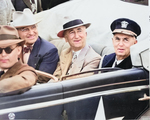 US President Harry Truman, Secretary of State James Byrnes, and Fleet Admiral William Leahy visiting Berlin, Germany, 16 Jul 1945