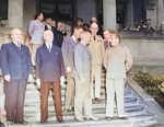 Vyacheslav Molotov, James Byrnes, Charles Bohlen, Harry Truman, William Leahy, and Joseph Stalin in Potsdam, Germany, 17 Jul 1945, photo 3 of 5