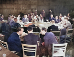 Meeting of Allied foreign ministers, Schloss Cecilienhof, Potsdam, Germany, 24 Jul 1945, photo 2 of 3; note James Byrnes of US, Anthony Eden of UK, and Vyacheslav Molotov of USSR