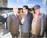 James Byrnes, Andrei Gromyko, and Andrei Vyshinsky at Berlin-Gatow airfield, Germany, 15 Jul 1945