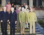 Vyacheslav Molotov, James Byrnes, Charles Bohlen, Harry Truman, William Leahy, and Joseph Stalin in Potsdam, Germany, 17 Jul 1945, photo 4 of 5