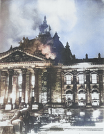 The Reichstag building on fire, Berlin, Germany, 27 Feb 1933