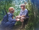 US Army Major General J. Lawton Collins and Major Charles Davis at New Georgia, Solomon Islands, 14 Aug 1943