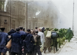 Jews being marched to the Umschlagplatz rail station for deportation, Warsaw, Poland, Apr-May 1943