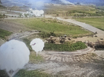 Toyohara Airfield under US parafrag attack, Taichu (now Taichung), Taiwan, 1945, photo 2 of 2