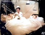 African-American US Army nurse Lieutenant Florie E. Gant tending a prisoner-of-war patient, England, UK, 7 Oct 1944