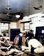 African-American US Army pilots being briefed for a practice bombing raid, Selfridge Field, Michigan, United States, 1943