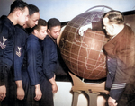 USNR Chief Quartermaster L. J. Russell teaching navigation to African-American sailors Charles W. Divers, Royal H. Gooden, Lewis F. Blanton, and Calvin Bell, Norfolk, Virginia, United States, 3 Jan 19