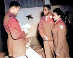 African-American US Army Chaplain Wm Green presiding over wedding of Pfc Florence Collins (6888th Postal Directory Bn) and Cpl Wm Johnson (1696th Labor Supervision Co), Rouen, France, 19 Aug 1945