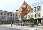 Men of Chinese 67th Division raising the Chinese flag at the Chinese occupation headquarters in Osaka, Japan, 8 Sep 1945