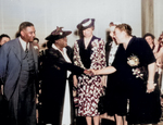 Mrs. Eleanor Roosevelt at the opening of Midway Hall, Washington, DC, United States, May 1943; the hall was built by Public Buildings Administration of FWA for African-American female gov