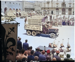 American trucks returning part of US$500 million worth of Florentine artwork looted by Germans, Piazzo Dei Signoria, Florence, Italy, 21 Jul 1945