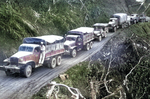 US Army truck convoy on the Ledo Road/Stilwell Road, Burma, 1945