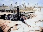 African-American crew of US Marine Corps 51st Defense Battalion posed with their artillery 