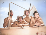 An African-American United States Coast Guard 20-mm gun crew, date unknown; left to right: D. Moore, W. Bottoms, W. Wheeler, and R. Grimes, all Steward