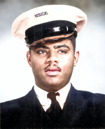 Portrait of African-American United States Coast Guardsman George W. Steele, who served in the North Pacific during WW2, date unknown