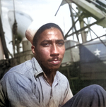 African-American US Maritime Service trainee Clifford R. Jenkins, Jr. at the base at Sheepshead Bay, Brooklyn, New York, United States, date unknown