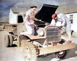 African-American US Army WAACs Ruth Wade and Lucille Mayo servicing a truck, Fort Huachuca, Arizona, United States, 8 Dec 1942