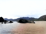 Capsized Japanese ship, near Kure, Japan, late 1945