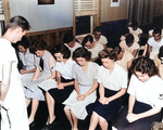 Prayers of gratitude during a choir rehersal at Naval Air Station, Beaufort, South Carolina, United States after it was announced that Japan had accepted the Allied surrender terms, 14 Aug 1945