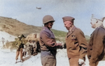 US generals Omar Bradley, George Marshall, and Henry Arnold at Normandie, France, 12 Jun 1944