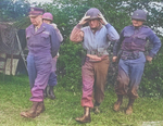 General Dwight Eisenhower, Lieutenant General Omar Bradley, Major General Edward Brooks, and Colonel Charles Palmer in France, 1944