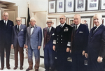 Admirals Anderson, Denfield, Stark, Carney, Moorer, Radford, and Burke, spring 1968; all had once been Chief of Naval Operations of the US Navy, with Moorer being the current office holder