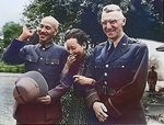 Chiang Kaishek, Song Meiling, and Joseph Stilwell at Maymyo, Burma, 19 Apr 1942, photo 2 of 3