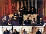 Winston Churchill speaking at a joint session of the US Congress, Washington, DC, United States, May 1943