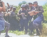 US generals Geoffrey Keyes, Robert Frederick, and Mark Clark in discussion near Rome, Italy, May-Jun 1944