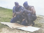 Mark Clark and Geoffrey Keyes studying a map in the field, Italy, 1943-1945