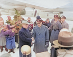 US President Harry Truman and General Dwight Eisenhower at Washington National Airport, Arlington, Virginia, United States, 31 Jan 1951