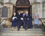 US President-elect Dwight Eisenhower and his wife Mamie Eisenhower leaving a church just prior to the inauguration ceremony, Washington DC, United States, 20 Jan 1953