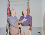 US President Harry Truman awarding General Dwight Eisenhower the third Oak Leaf Cluster to the Distinguished Service Medal, Pentagon, Virginia, United States, 7 Feb 1948, photo 1 of 2