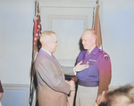 US President Harry Truman awarding General Dwight Eisenhower the third Oak Leaf Cluster to the Distinguished Service Medal, Pentagon, Virginia, United States, 7 Feb 1948, photo 2 of 2