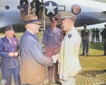 US Secretary of War Henry Stimson and General Dwight Eisenhower, Frankfurt, Germany, 27 Jul 1945