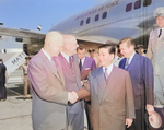 US President Dwight Eisenhower, US Secretary of State John Foster Dulles, and South Vietnamese President Ngo Dinh Diem, Washington National Airport, Arlington, Virginia, United States, 8 May 1957