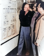 General Dwight Eisenhower, Major General Muir Fairchild, and Major General David Schlatter at the Air University, Maxwell Field, Alabama, United States, 9 Apr 1947