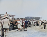 George Marshall with his wife Katherine and Dwight Eisenhower with his wife Mamie, Washington National Airport, Arlington, Virginia, United States, 18 Jun 1945