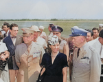 Dwight Eisenhower, Mamie Eisenhower, and George Marshall, Washington National Airport, Arlington, Virginia, United States, 18 Jun 1945, photo 2 of 2