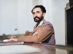 Emperor Haile Selassie I in his study at the palace in Addis Ababa, Ethiopia, circa 1942